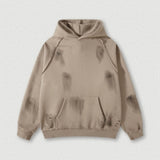 Essential Washed Khaki Ripped raglan fleece hoodie.