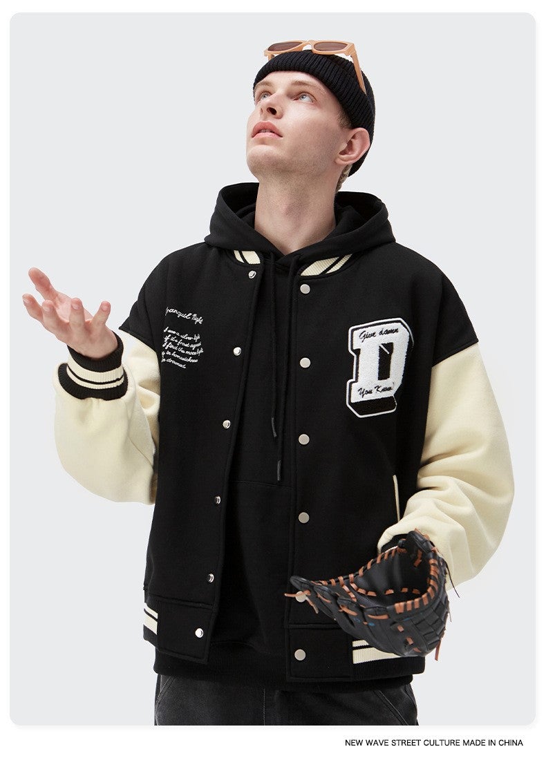 Embroidered Letter Varsity Jacket