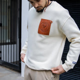 Essential Crew Leather patch Sweatshirt