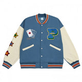 "Lucky" Letter Embroidered Varsity Jacket